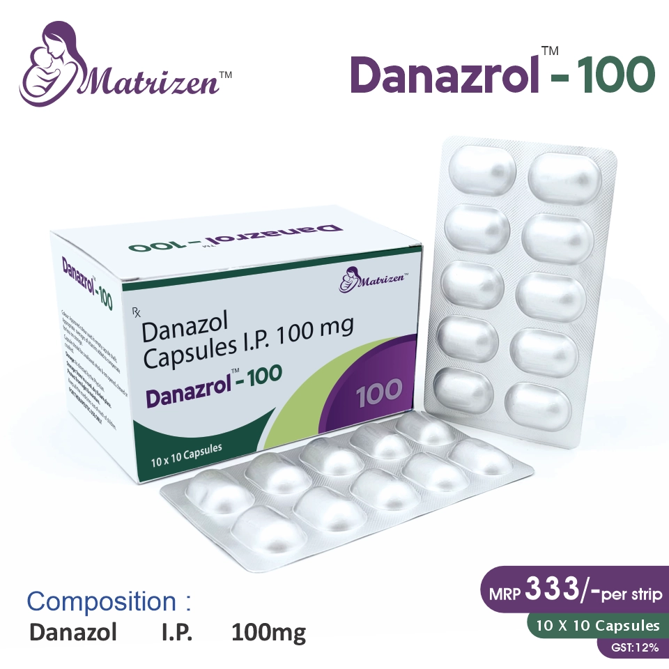 Danazol Capsule at the best price in PCD Pharma Franchise for Hormonal Therapy, Endometriosis, and Fibrocystic Breast Disease Treatment.